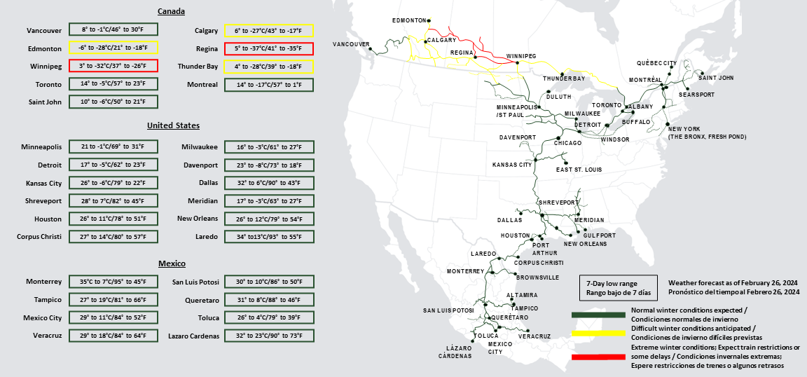 Service Status Detail Kansas City Southern   Feb 26 Map 